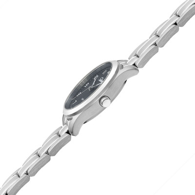 SELVA Quarz-Armbanduhr mit Edelstahlband Zifferblatt schwarz Ø 27mm