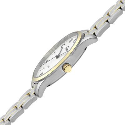 SELVA Quarz-Armbanduhr mit Edelstahlband bicolor, Zifferblatt weiß Ø 39mm