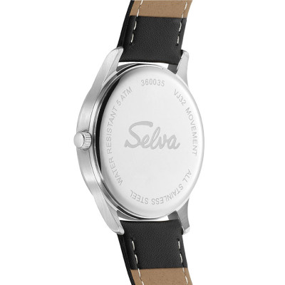 SELVA quartz wristwatch with leather strap black dial Ø 39mm