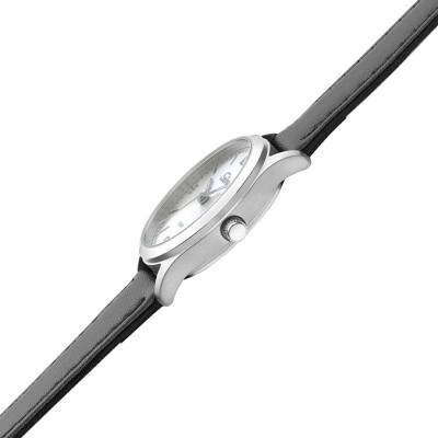 SELVA Quarz-Armbanduhr mit Lederband Zifferblatt silber Ø 27mm