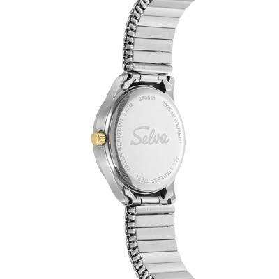 SELVA quartz wristwatch with two-tone strap, black dial Ø 27mm