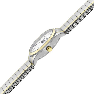SELVA Quarz-Armbanduhr mit Zugband bicolor, Zifferblatt schwarz Ø 27mm