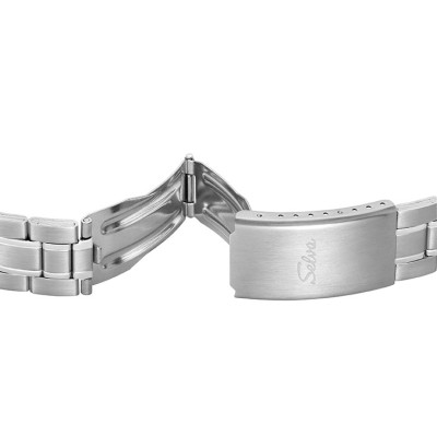 SELVA Quarz-Armbanduhr mit Edelstahlband, Zifferblatt silber Ø 39mm