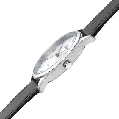 SELVA quartz wristwatch with leather strap Silver dial Ø 39mm