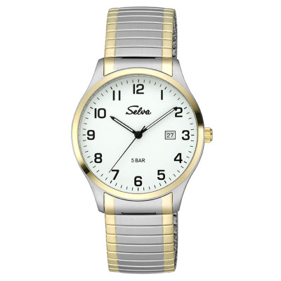 SELVA montre-bracelet à quartz avec cordon bicolore, cadran blanc Ø 39mm