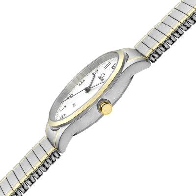 SELVA Quarz-Armbanduhr mit Zugband bicolor, Zifferblatt weiß Ø 39mm
