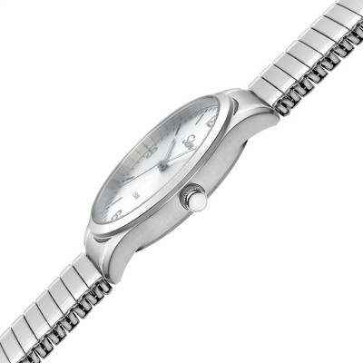 SELVA Quarz-Armbanduhr mit Zugband, Zifferblatt silber Ø 39mm