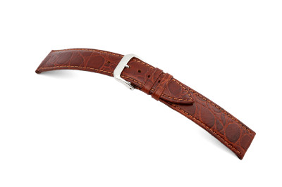 Bracelet en cuir Bahia 10mm acajou avec cuir crocodile en relief