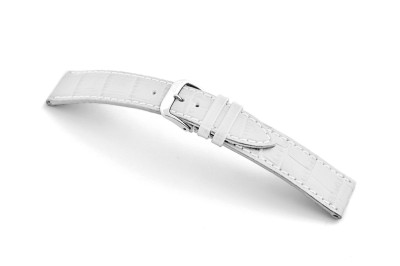 Bracelet cuir Tampa 14mm blanc avec gaufrage alligator