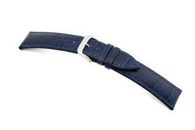 Bracelet cuir Jackson 24mm bleu marine avec gaufrage alligator