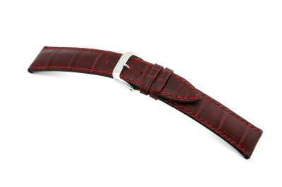 Bracelet en cuir Jackson 24mm bordeaux avec gaufrage alligator