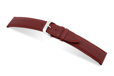 SELVA leather strap for easy changing 24mm bordeaux with seam - MADE IN GERMANY