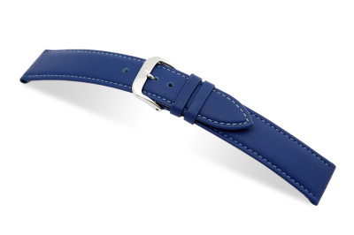 SELVA bracelet en cuir facile à changer 22mm bleu royal avec couture - MADE IN GERMANY