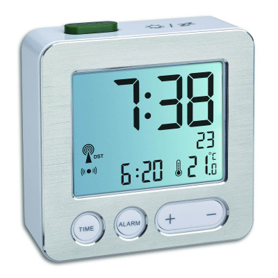 TFA radio controlled alarm clock digital, silver