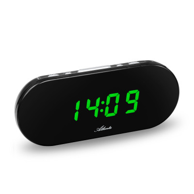 Atlanta 2606/6 mains alarm clock, black/ green