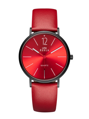 Uhren Manufaktur Ruhla - Quartz wristwatch - red leather strap