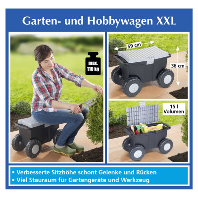 Garten- und Hobbywagen XXL - komfortales Arbeiten für Garten, Heim und Werkstatt