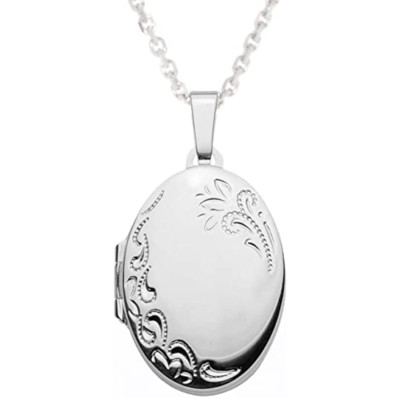 Necklace with medallion oval silver 925/rh