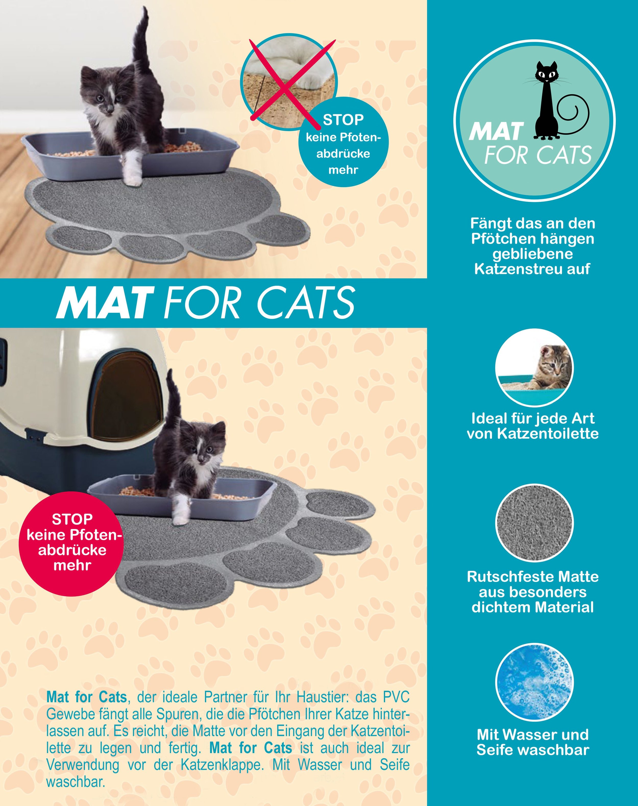Mat for cats - Katzenmatte rutschfest bei Selva Online