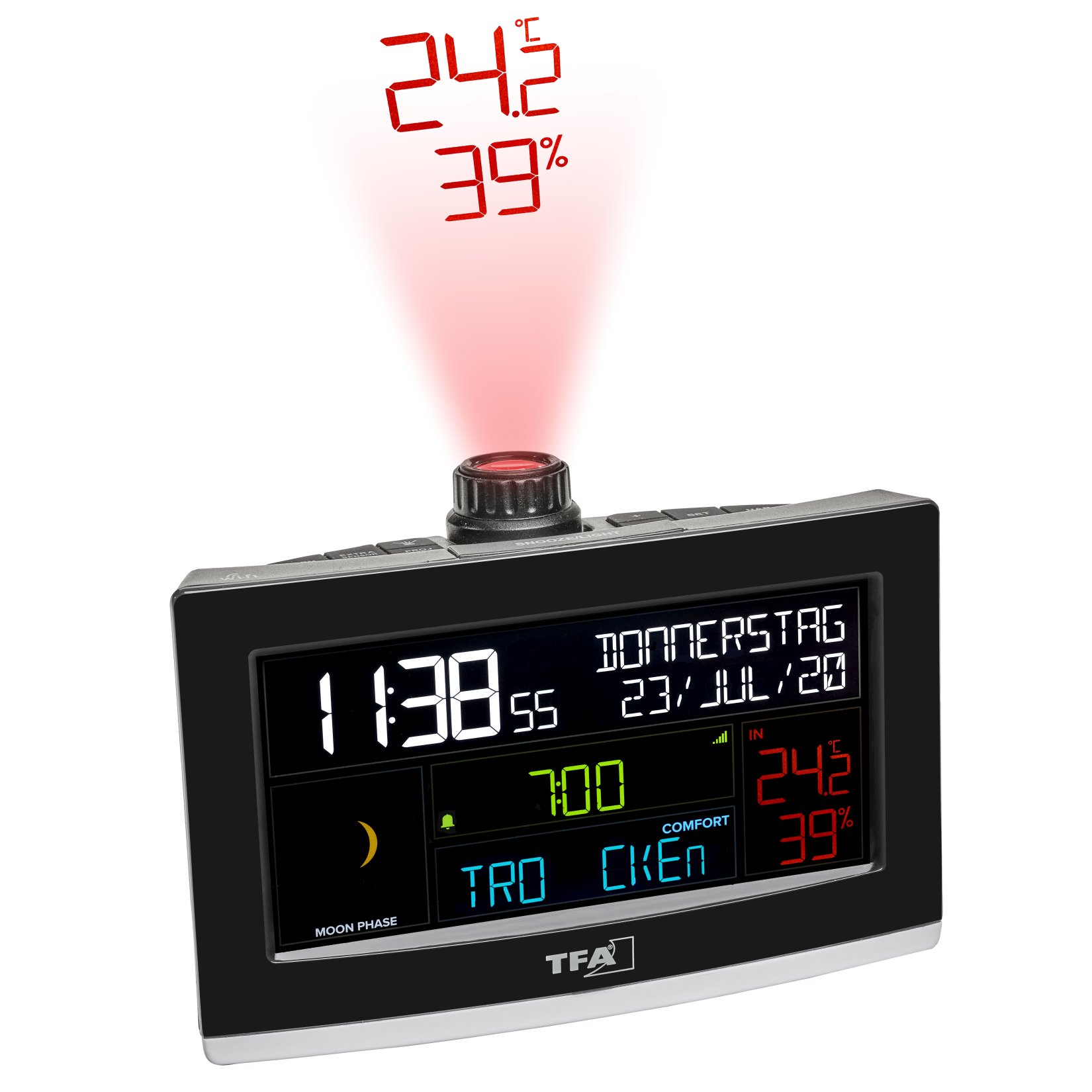 DHL LCD Digital Projektionswecker Projektionsuhr Uhr Temperatur Farbbildschirm 