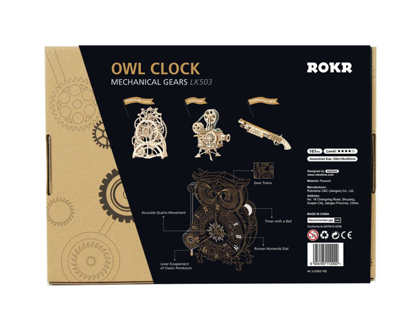 Rokr 3d Kit Pendulum Clock Owl Timer, Rokr Wooden Clock Instructions